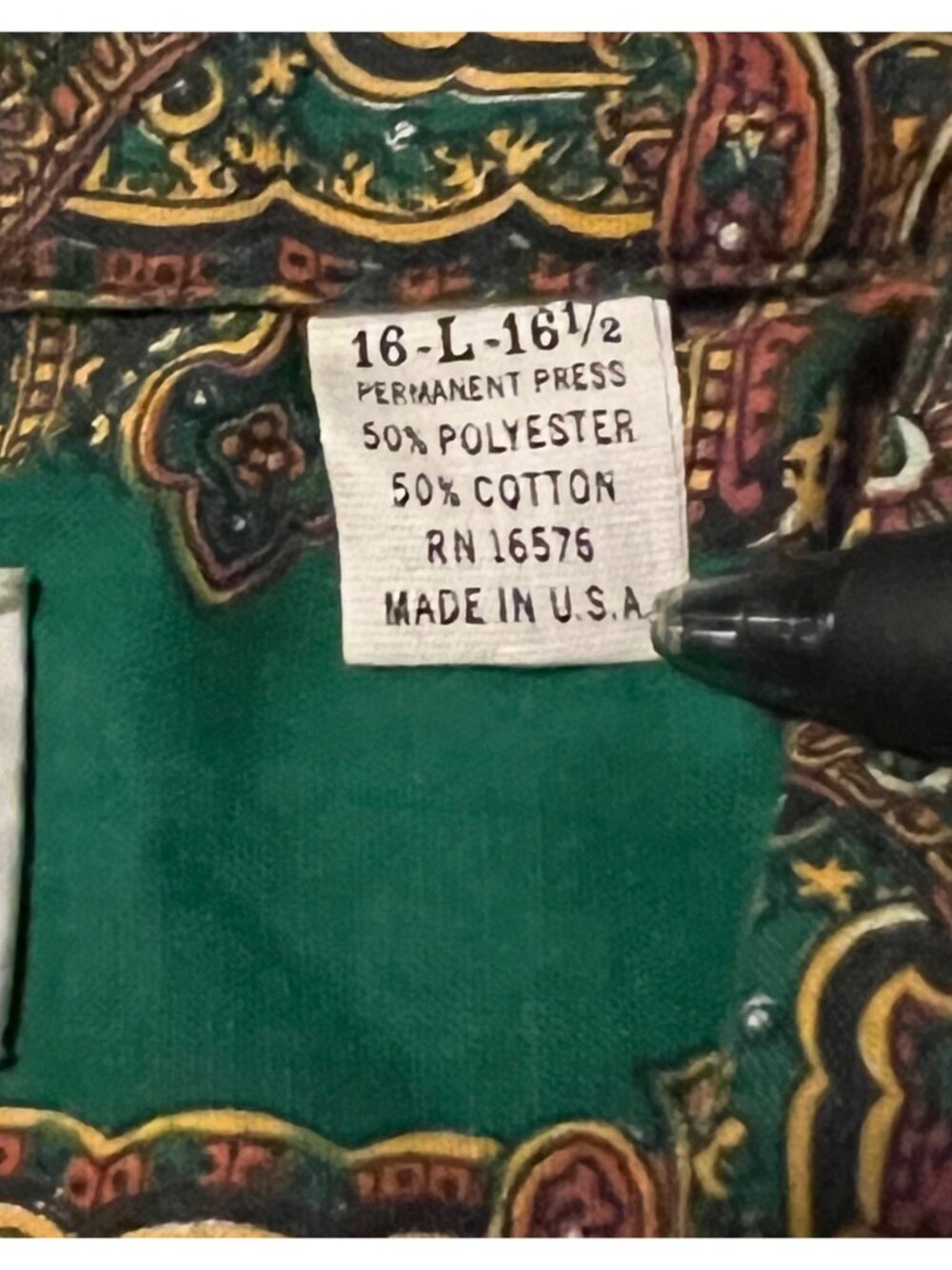 Vintage Trace Legere Collection Mens Shirt Permanent Press Paisley Made in USA - Picture 4 of 9